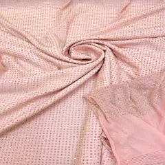 1 Yard Iridescent Rhinestone Stretch Mesh Fabric AB Crystal Power Net For Costumes & Fashion 54&rdquo; Wide Blush Pink