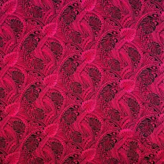 1 Yard Traditional Tattoo Monstera Leaves Rayon Fabric 36" x 43" Length x Width MAGENTA