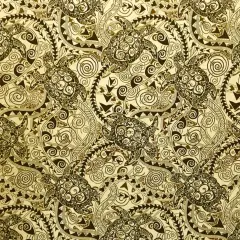 1 Yard Tiki Turtle All Over Cotton Fabric, 45 inches Width NATURAL