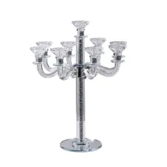 Crystal Candelabra with Mirrored Base 9 Arms Gold Silver