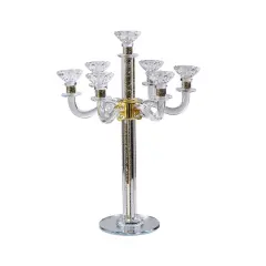 Crystal Candelabra with Mirrored Base 7 Arms Gold Silver