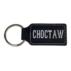 Keychain - Rectangle - Choctaw - Leather Black/Silver
