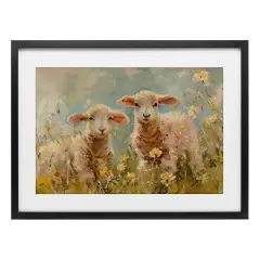 Stupell Industries Spring Lambs in Meadow Framed Print Under Glass, design by LSR Design Studio