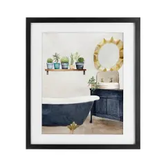 Stupell Industries Blue Tub Bathroom Scene Framed Print Under Glass, design by Kim Allen