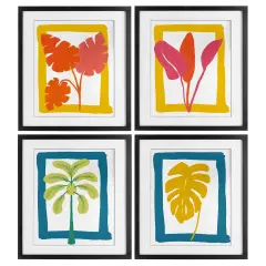 Stupell Industries Warm Oasis Leaves 4pc Framed Print Under Glass Set, design by Bronwyn Baker
