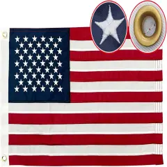 16x24 Inches American Flag for Boat Embroidered Small Boat Flags for Outside, Patriotic Heavy Duty 16x24" Nautical US American Flag for 4th of July with 2 Brass Grommets