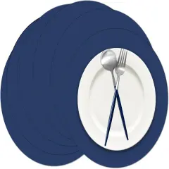 100 Pieces Navy Blue Paper Place Mats Blue Round Disposable Table Mats Decorative Placemats for Wedding Bridal Shower Navy Blue Birthday Party Dining Decor