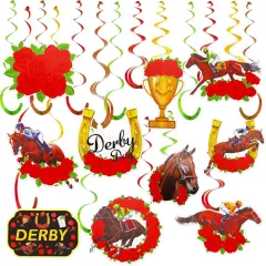 48 Pcs Derby Day Decorations Hanging Banner Swirls