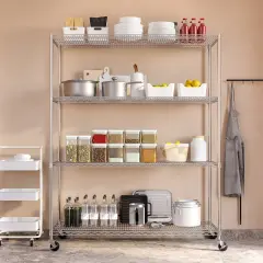 Seville Classics UltraDurable 4-Tier NSF Steel Shelving, 60" W x 24" D x 76" H Plated steel