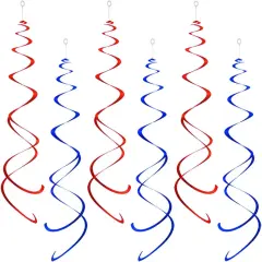Party Swirl Decorations, Red and Blue Foil Ceiling Hanging Swirl Decoration