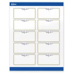 Avery Printable Rectangle Labels, Gold & Navy Border with Florals, 2" x 4", Glossy White Rectangle Labels, Permanent, Laser/Inkjet, 100ct, Great for Product Labels