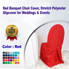 Red Banquet Chair Cover, Stretch Polyester Slipcover for Weddings & Events