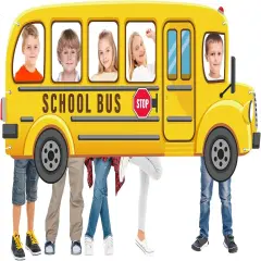 Selfie Frame Yellow Bus Background Banner for Students