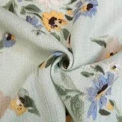 1 Yard Butterfly Green Rayon Crinkle Fabric Lightweight 50/52 Inch Width