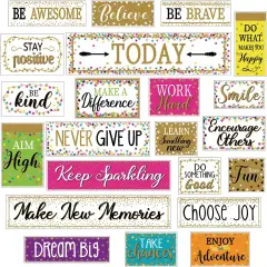 22 Pieces Classroom Sweet Motivational Gallery Signs, Confetti and Shine
