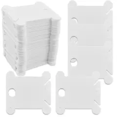 120 Pieces Plastic Floss Bobbins for Cross Stitch Embroidery Cotton Thread Embroidery Floss Cross Stitch Threads Craft DIY Sewing Storage Winding Thread Organizer Holder Embroidery DIY Cards (White)