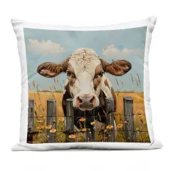 Stupell Industries Cow & Daisies Fence Outdoor Pillow, 18 x 7 x 18