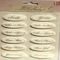 K & Company La Boutique Grand Adhesions Wedding Titles Dimensional Stickers