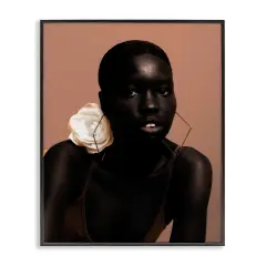 Stupell Industries Beautiful Woman & Rose Framed Giclee Wall Art Design by Oladimeji Odunsi 