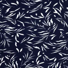 1 Yard CEY Leaf Print Sublimation Fabric Lightweight Polyester 58/59 Inches Wide NAVY