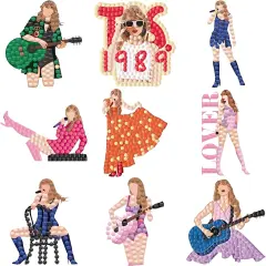 Diamond Painting Stickers Kits for Adults, 9 PS Music Diamond Painting Stickers with Tools, DIY Singer Sticker Set for Beginners, Diamond Craft Supplies for Decor