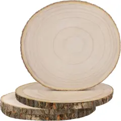 4 Pcs Large Natural Wood Slices, 10-11.5 Inches Unfinished Wood