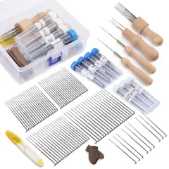 Needle Felting Needles, 104 pcs Needle Felting Kit, 4 Sizes 4 Types Felting Needles, Triangle, Star, Cone, Spiral, Needle Felting Supplies, Needle Felting Tools, 36/38/40/42 Gauge