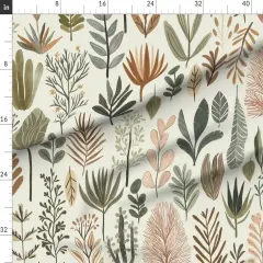 Various Fabrics by the Yard or Fat Quarter Boho Botanical Tropical Leaves Exotic Nature Bohemian Jungle Muted Colors Zen Serene Custom Printed Fabric by Spoonflower