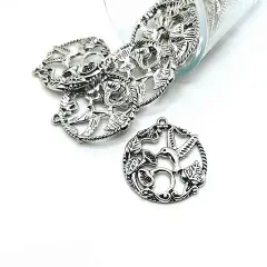 Silver Hummingbird Pendant Charms, 34x30mm