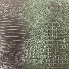 1 Yard 3D Embossed Gator Faux Leather Vinyl Fabric Durable Upholstery Handbags 56" Width Hunter Green