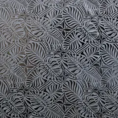 1 Yard Monstera Leaf Tiare Fabric Polyester Foil Print 60 Inches Width Silver & White