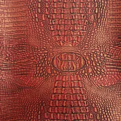 1 Yard Two Tone Gator Faux Leather Vinyl Fabric Upholstery Handbags Durable 56" Width Red | Gold