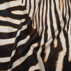 1 Yard Luxury Silk Charmeuse Fabric Brown and Cream Animal Stripes 53 inch Width