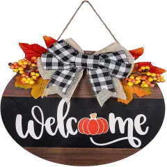 Fall Thanksgiving Welcome Sign Farmhouse Wooden Hanging Sign