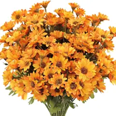 7 Bundles Artificial Fall Mum Flowers (Orange)