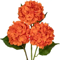 3PCS 21" Faux Hydrangea Long Stems Flowers - Orange