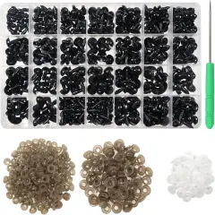 780pcs Plastic Safety Eyes and Noses with Washers Black 6mm to 12mm Crafts