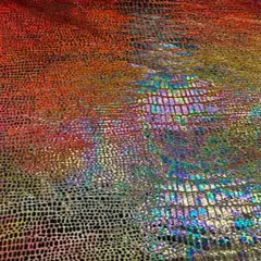 1 Yard Stretch Tie Dye Lizard Skin Velvet Multi Foil Fabric 60 Inches Width Orange