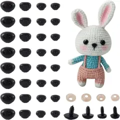 100Sets Black Plastic Safety Noses Crafts with Washers
