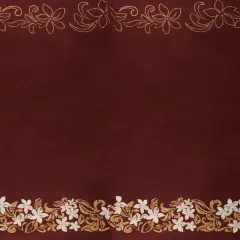 1 Yard Tiare & Swirls Double Border Glitter Polyester Fabric 56 Inch Width Burgundy