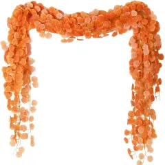 18Pcs Artificial Eucalyptus Leaves Fall Garland, 7Ft 72Silk Orange Leaf Vines