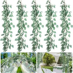 5 Pack 6 ft Artificial Willow Leaves Vine Garland Hanging Greenery Fake