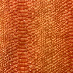 1 Yard Culebra Patent 3D Embossed Snake Skin Vinyl Fabric For Upholstery Handbags 54" Width Orange