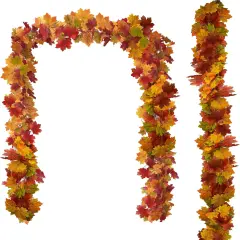 2 Pack Fall Garland Maple Leaf, 13.12Ft Hanging Thanksgiving Decor