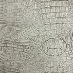 1 Yard Two Tone Gator Faux Leather Vinyl Fabric Upholstery Handbags Durable 56" Width Light Gray | Silver