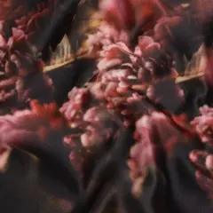 1 Yard Pink Black Golden Brown Floral Polyester Mikado Fabric Exclusive Carnation Print 57 inch Width