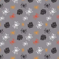 The Big Bang Theory Collection - Atoms Grey Licensed Cotton Fabric by the Yard