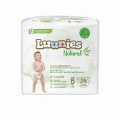 Lunnies Natural Ultra Absorbent Premium Diapers - Size 5 - 240 Count White