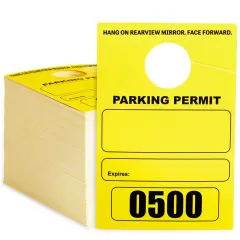 500 Pack Parking Permit Hang Tags for Car Rearview Mirrors, Blank Temporary Passes Numbered 0001-0500 for Events, Bulk (Yellow)