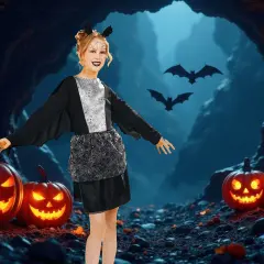 Northlight Black and Silver Vampire Girls Dress Halloween Children's Costume - Medium